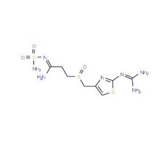 3-[2-(Diaminomethyleneamino)-1,3-thiazol-4-ylmethylsulphinyl]-N-sulphamoylpropanamidine (CAS 90237-03-9) - chemical structure