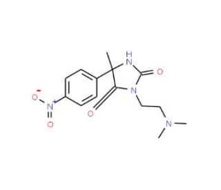 3-(2-Dimethylamino-ethyl)-5-methyl-5-(4-nitro-phenyl)-imidazolidine-2,4-dione - chemical structure image