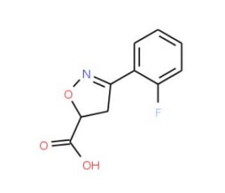 3-(2-Fluoro-phenyl)-4,5-dihydro-isoxazole-5-carboxylic acid (CAS 842973-70-0) - chemical structure image