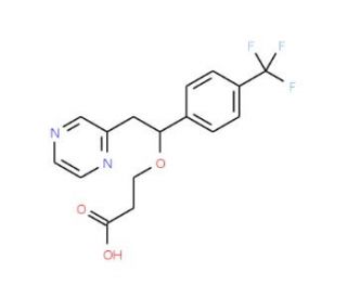 3-[2-(Pyrazin-2-yl)-1-[4-(trifluoromethyl)phenyl]ethoxy]propanoic acid - chemical structure image