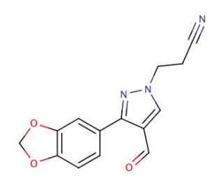 3-[3-(1,3-benzodioxol-5-yl)-4-formyl-1H-pyrazol-1-yl]propanenitrile - chemical structure image