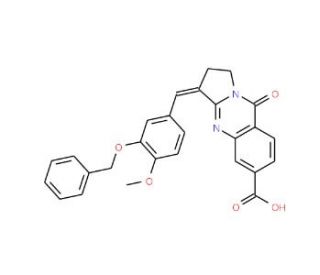 3-(3-Benzyloxy-4-methoxy-benzylidene)-9-oxo-1,2,3,9-tetrahydro-pyrrolo[2,1-b]quinazoline-6-carboxylic acid - chemical structu