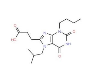 3-(3-butyl-7-isobutyl-2,6-dioxo-2,3,6,7-tetrahydro-1H-purin-8-yl)propanoic acid - chemical structure image