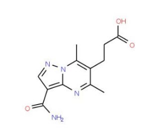 3-{3-carbamoyl-5,7-dimethylpyrazolo[1,5-a]pyrimidin-6-yl}propanoic acid - chemical structure image