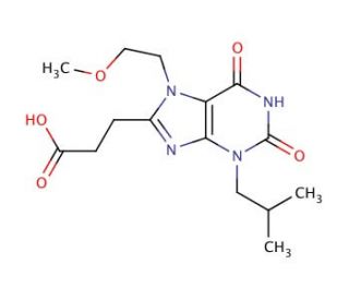 3-[3-isobutyl-7-(2-methoxyethyl)-2,6-dioxo-2,3,6,7-tetrahydro-1H-purin-8-yl]propanoic acid - chemical structure image