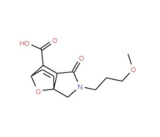 3-(3-Methoxy-propyl)-4-oxo-10-oxa-3-aza-tricyclo-[5.2.1.0*1,5*]dec-8-ene-6-carboxylic acid - chemical structure image