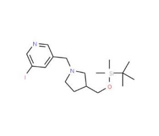 3-((3-((tert-Butyldimethylsilyloxy)methyl)-pyrrolidin-1-yl)methyl)-5-iodopyridine - chemical structure image