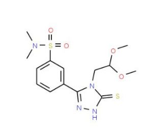 3-[4-(2,2-Dimethoxy-ethyl)-5-mercapto-4H-[1,2,4]triazol-3-yl]-N,N-dimethyl-benzenesulfonamide - chemical structure image