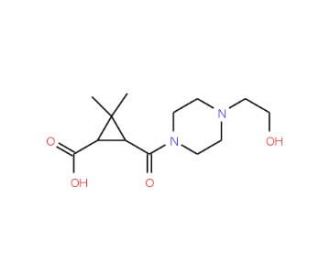 3-{[4-(2-Hydroxyethyl)piperazin-1-yl]carbonyl}-2,2-dimethylcyclopropanecarboxylic acid - chemical structure image