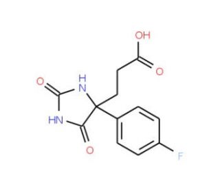 3-[4-(4-Fluoro-phenyl)-2,5-dioxo-imidazolidin-4-yl]-propionic acid - chemical structure image