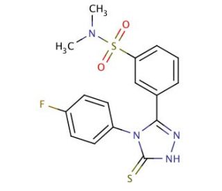 3-[4-(4-Fluoro-phenyl)-5-mercapto-4H-[1,2,4]triazol-3-yl]-N,N-dimethyl-benzenesulfonamide - chemical structure image