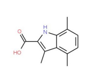3,4,7-Trimethyl-1H-indole-2-carboxylic acid (CAS 876715-79-6) - chemical structure image