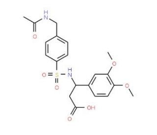 3-[4-(Acetylamino-methyl)-benzenesulfonylamino]-3-(3,4-dimethoxy-phenyl)-propionic acid - chemical structure image