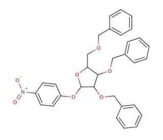 3,4-bis(benzyloxy)-2-(benzyloxymethyl)-5-(4-nitrophenoxy)-tetrahydrofuran - chemical structure image