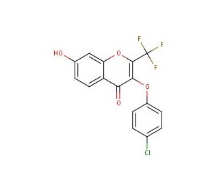 3-(4-Chloro-phenoxy)-7-hydroxy-2-trifluoromethyl-chromen-4-one (CAS 263744-91-8) - chemical structure image