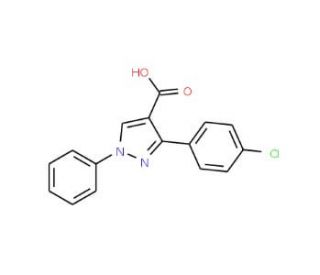 3-(4-Chloro-phenyl)-1-phenyl-1H-pyrazole-4-carboxylic acid (CAS 372107-14-7) - chemical structure image