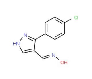 3-(4-chlorophenyl)-1H-pyrazole-4-carbaldehyde oxime - chemical structure image