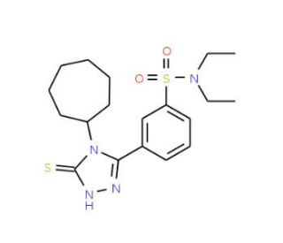 3-(4-Cycloheptyl-5-mercapto-4H-[1,2,4]triazol-3-yl)-N,N-diethyl-benzenesulfonamide - chemical structure image