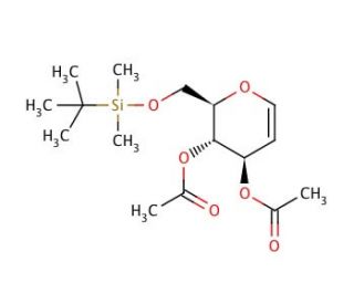 3,4-Di-O-acetyl-6-O-(tert-butyldimethylsilyl)-D-glucal (CAS 117136-33-1) - chemical structure image