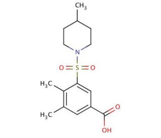 3,4-dimethyl-5-[(4-methylpiperidin-1-yl)sulfonyl]benzoic acid - chemical structure image