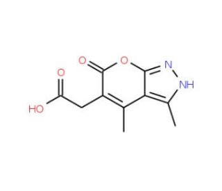 (3,4-Dimethyl-6-oxo-1,6-dihydro-pyrano[2,3-c]-pyrazol-5-yl)-acetic acid - chemical structure image