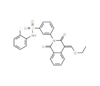 3-(4-Ethoxymethylene-1,3-dioxo-3,4-dihydro-1H-isoquinolin-2-yl)-N-(2-fluoro-phenyl)-benzenesulfonamide - chemical structure i