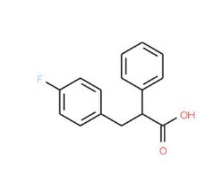 3-(4-Fluoro-phenyl)-2-phenyl-propionic acid (CAS 436086-86-1) - chemical structure image