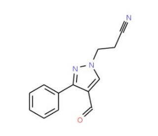 3-(4-formyl-3-phenyl-1H-pyrazol-1-yl)propanenitrile - chemical structure image