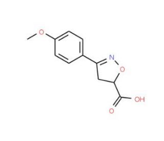 3-(4-Methoxy-phenyl)-4,5-dihydro-isoxazole-5-carboxylic acid (CAS 473253-40-6) - chemical structure image