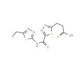 3-(5-{[(5-Ethyl-1,3,4-thiadiazol-2-yl)amino]-carbonyl}-1,3,4-thiadiazol-2-yl)propanoic acid - chemical structure image