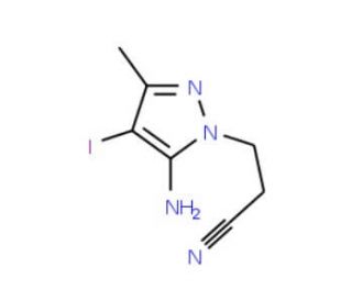3-(5-amino-4-iodo-3-methyl-1H-pyrazol-1-yl)propanenitrile - chemical structure image