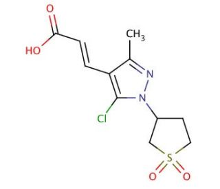 3-[5-chloro-1-(1,1-dioxidotetrahydrothien-3-yl)-3-methyl-1H-pyrazol-4-yl]acrylic acid - chemical structure image
