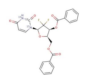 3,5-Dibenzoate-2,2-difluorouridine-13C,15N2 - chemical structure image