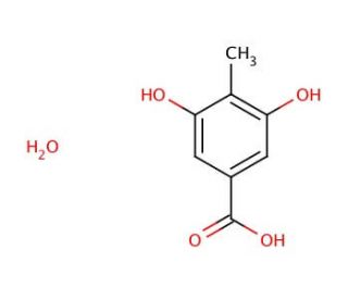 3,5-Dihydroxy-4-methylbenzoic acid hemihydrate (CAS 199926-34-6) - chemical structure image