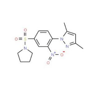 3,5-Dimethyl-1-[2-nitro-4-(pyrrolidine-1-sulfonyl)-phenyl]-1H-pyrazole - chemical structure image