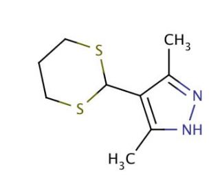 3,5-Dimethyl-4-(1,3-dithian-yl)-1H-pyrazole (CAS 201008-65-3) - chemical structure image