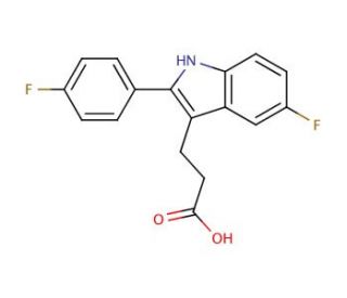 3-[5-fluoro-2-(4-fluorophenyl)-1H-indol-3-yl]propanoic acid - chemical structure image