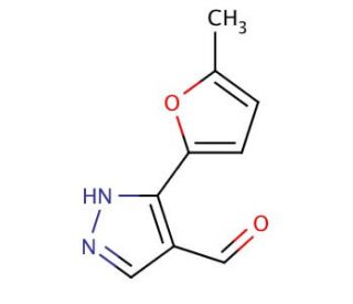 3-(5-methyl-2-furyl)-1H-pyrazole-4-carbaldehyde (CAS 1006464-09-0) - chemical structure image