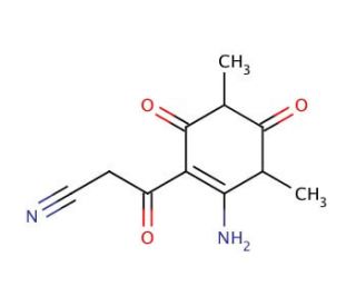 2-Amino-3,5-dimethyl-&beta;,4,6-trioxo-1-cyclohexene-1-propanenitrile (CAS 887352-46-7) - chemical structure image