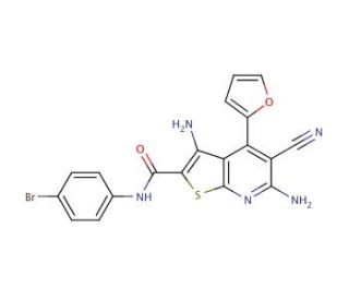3,6-diamino-N-(4-bromophenyl)-5-cyano-4-(furan-2-yl)thieno[2,3-b]pyridine-2-carboxamide - chemical structure image