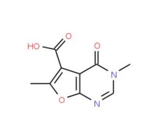 3,6-dimethyl-4-oxo-3,4-dihydrofuro[2,3-d]pyrimidine-5-carboxylic acid (CAS 872319-72-7) - chemical structure image