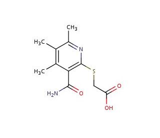 {[3-(aminocarbonyl)-4,5,6-trimethylpyridin-2-yl]thio}acetic acid - chemical structure image