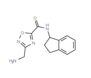 3-(Aminomethyl)-N-2,3-dihydro-1H-inden-1-yl-1,2,4-oxadiazole-5-carboxamide - chemical structure image