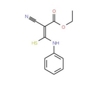 3-Anilino-2-cyano-3-mercaptoacrylic acid ethyl ester (CAS 23593-51-3) - chemical structure image