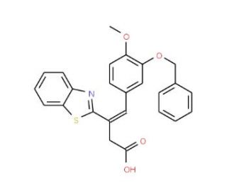 3-Benzothiazol-2-yl-4-(3-benzyloxy-4-methoxy-phenyl)-but-3-enoic acid - chemical structure image