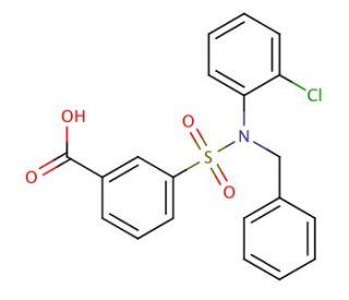 3-[Benzyl-(2-chloro-phenyl)-sulfamoyl]-benzoic acid - chemical structure image