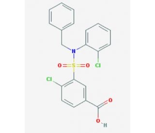 3-{[benzyl(2-chlorophenyl)amino]sulfonyl}-4-chlorobenzoic acid - chemical structure image