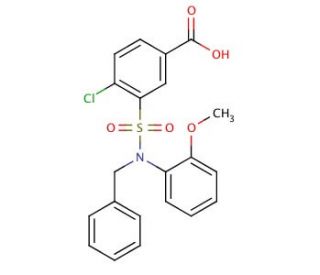 3-[Benzyl-(2-methoxy-phenyl)-sulfamoyl]-4-chloro-benzoic acid - chemical structure image