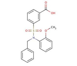 3-[Benzyl-(2-methoxy-phenyl)-sulfamoyl]-benzoic acid - chemical structure image