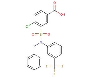 3-[Benzyl-(3-trifluoromethyl-phenyl)-sulfamoyl]-4-chloro-benzoic acid - chemical structure image